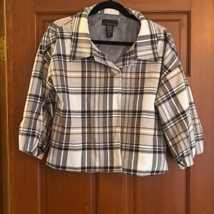 Plaid Jacket, Size M, Attention Brand. Color: black, tan, gray. Lined
